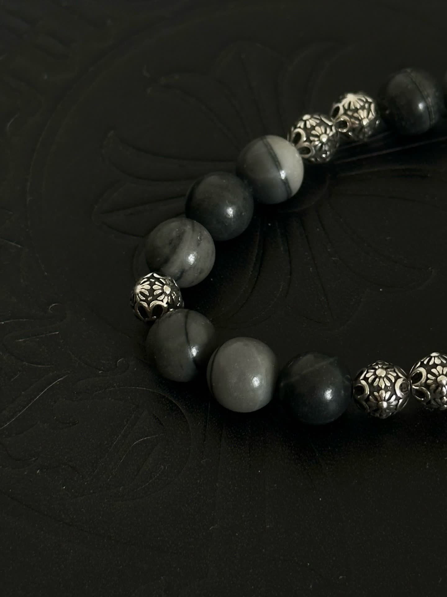 Chrome Hearts Beaded Bracelet with Silver Spacers
